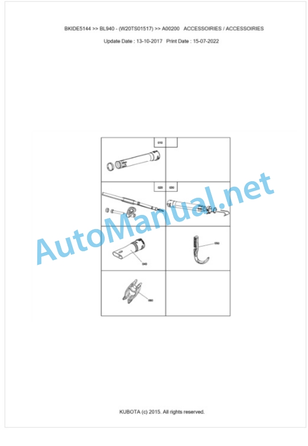 Kubota BL940 Parts Manual PDF BIKDE5144 5 Kubota BL940 Parts Manual PDF BIKDE5144-5