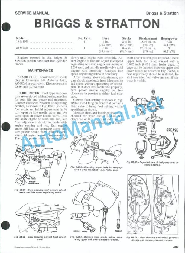 Kubota Briggs and Stratton Engine Service Manual PDF