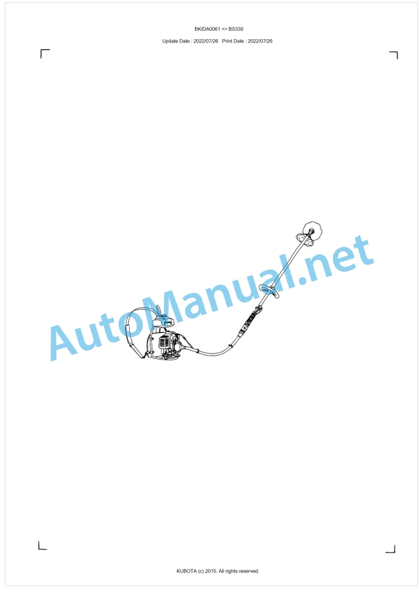 Kubota BS330 Parts Manual PDF BKIDA0061