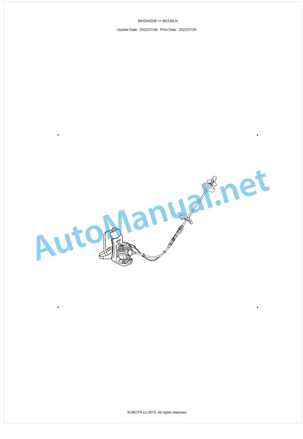 Kubota BS330LN Parts Manual PDF BKIDA0208