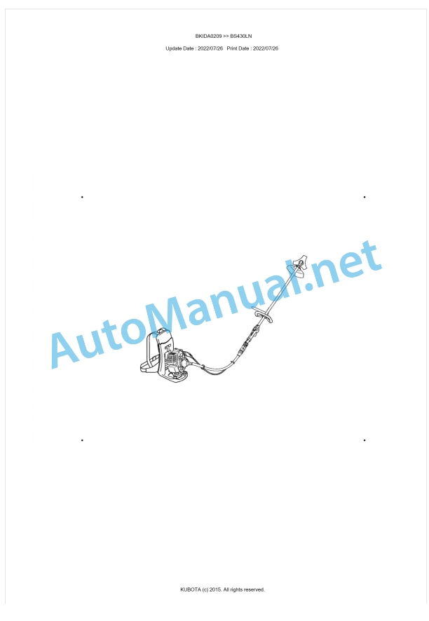 Kubota BS430LN Parts Manual PDF BKIDA0209
