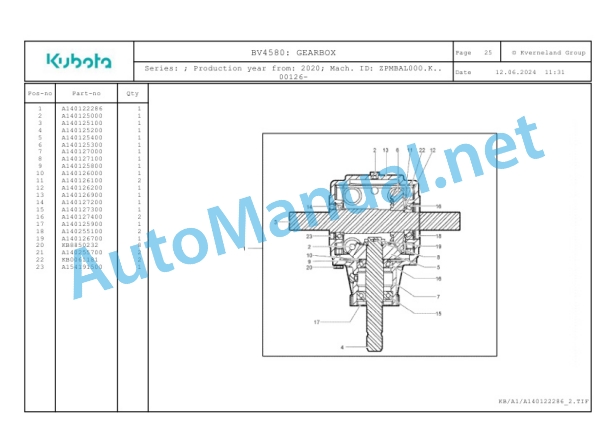 Kubota BV4580 Parts Manual PDF 2 Kubota BV4580 Parts Manual PDF-2