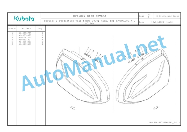 Kubota BV4580 Parts Manual PDF 5 Kubota BV4580 Parts Manual PDF-5