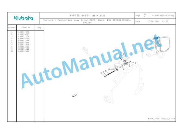Kubota BV5160 SC14 Parts Manual PDF 5 Kubota BV5160 SC14 Parts Manual PDF-5