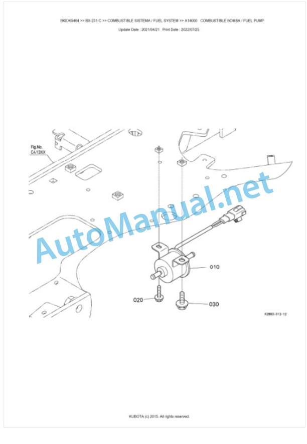 Kubota BX-231-C Tractor Parts Manual PDF BKIDK5464 2 Kubota BX-231-C Tractor Parts Manual PDF BKIDK5464-2