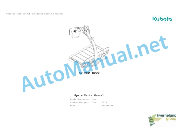 Kubota BX DMC 8XXX Parts Manual PDF 1 Kubota BX DMC 8XXX Parts Manual PDF