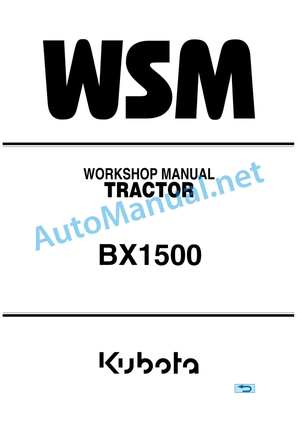 Kubota BX1500 Tractor Workshop Manual PDF