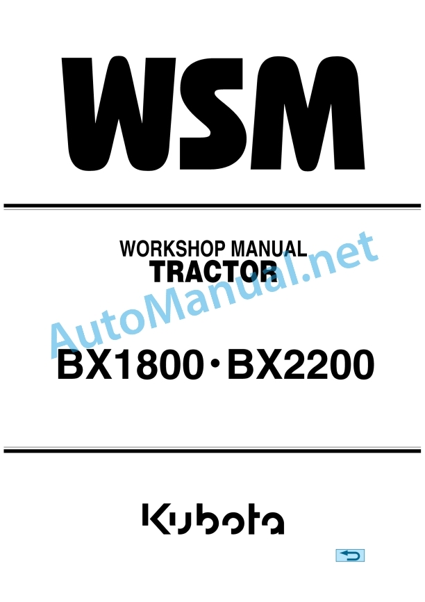 Kubota BX1800, BX2200 Tractor Workshop Manual PDF