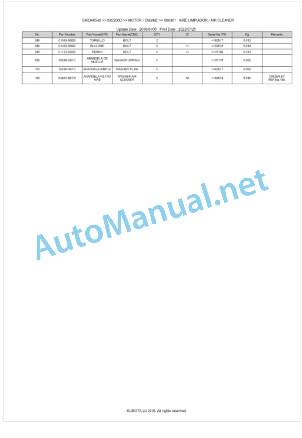 Kubota BX2200D Tractor Workshop Manual PDF 2 Kubota BX2200D Tractor Workshop Manual PDF-2