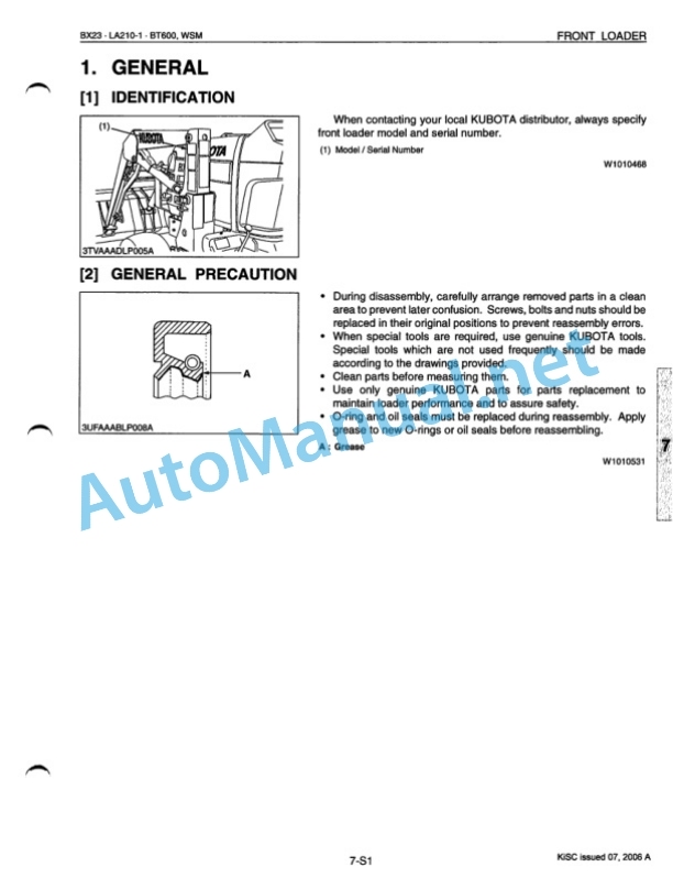 Kubota BX23 Tractor, LA210-1 Front Loader, BT600 Backhoe Workshop Manual PDF 5 Kubota BX23 Tractor, LA210-1 Front Loader, BT600 Backhoe Workshop Manual PDF-5