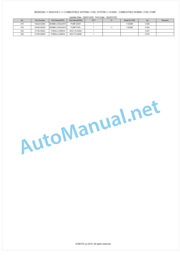 Kubota BX231D5-C Tractor Parts Manual PDF BKIDK5282 2 Kubota BX231D5-C Tractor Parts Manual PDF BKIDK5282-2