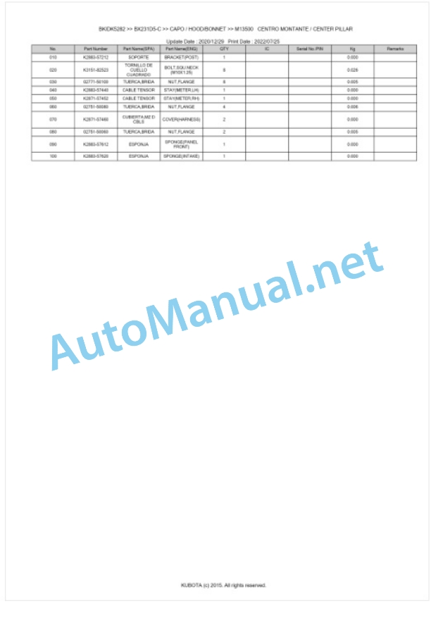 Kubota BX231D5-C Tractor Parts Manual PDF BKIDK5282 5 Kubota BX231D5-C Tractor Parts Manual PDF BKIDK5282-5