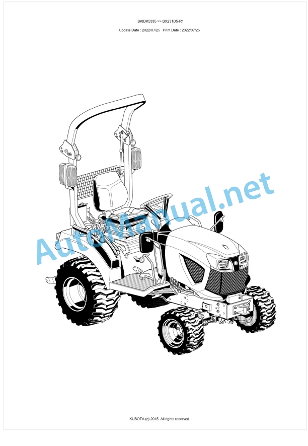 Kubota BX231D5-R1 Tractor Parts Manual PDF BKIDK5335 1 Kubota BX231D5-R1 Tractor Parts Manual PDF BKIDK5335