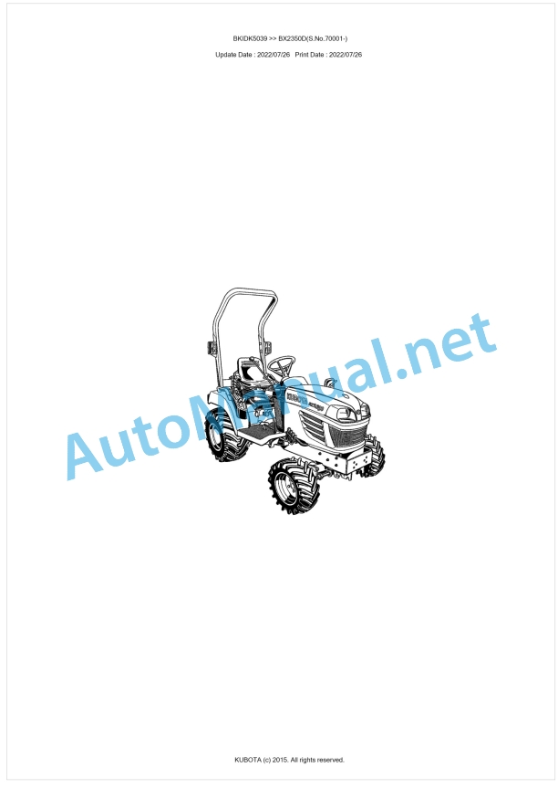 Kubota BX2350D Parts Manual PDF BKIDK5039 1 Kubota BX2350D Parts Manual PDF BKIDK5039