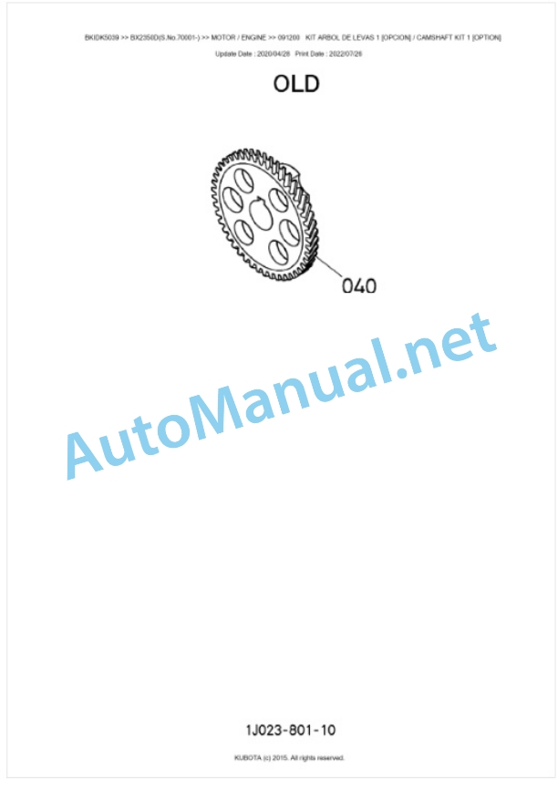 Kubota BX2350D Parts Manual PDF BKIDK5039 2 Kubota BX2350D Parts Manual PDF BKIDK5039-2