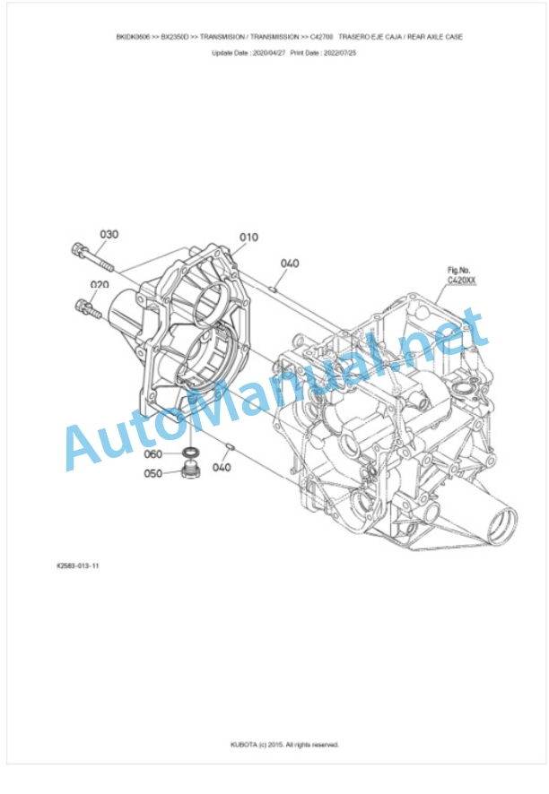 Kubota BX2350D Tractor Parts Manual PDF BKIDK0606 3 Kubota BX2350D Tractor Parts Manual PDF BKIDK0606-3