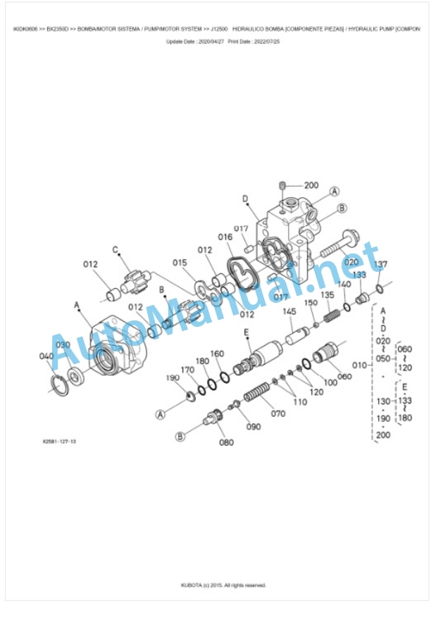 Kubota BX2350D Tractor Parts Manual PDF BKIDK0606 4 Kubota BX2350D Tractor Parts Manual PDF BKIDK0606-4