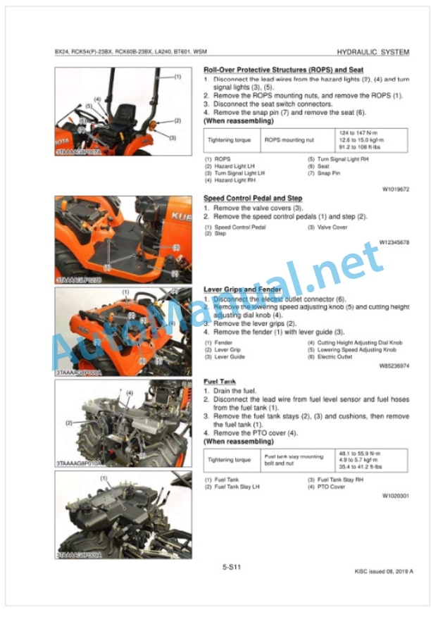 Kubota BX24, LA240, BT601, RCK54, RCK54P, RCK60B Tractor, Front Loader, Backhoe, Rotary Mower Workshop Manual PDF 4 Kubota BX24, LA240, BT601, RCK54, RCK54P, RCK60B Tractor, Front Loader, Backhoe, Rotary Mower Workshop Manual PDF-4