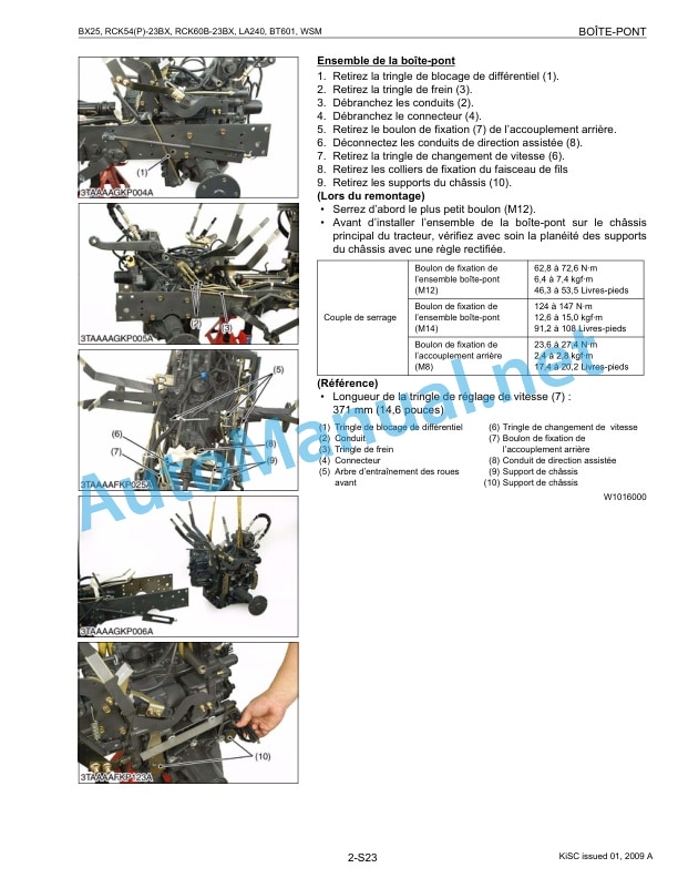 Kubota BX25, LA240, BT601, RCK54, RCK54P, RCK60B Tractor, Front Loader, Backhoe, Rotary Mower Workshop Manual PDF FR 3 Kubota BX25, LA240, BT601, RCK54, RCK54P, RCK60B Tractor, Front Loader, Backhoe, Rotary Mower Workshop Manual PDF FR - Image 3