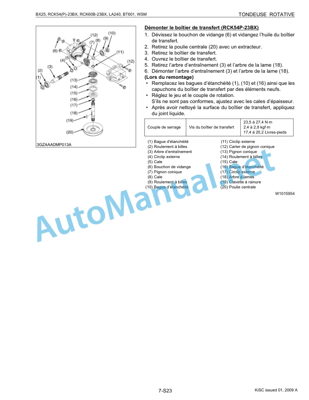 Kubota BX25, LA240, BT601, RCK54, RCK54P, RCK60B Tractor, Front Loader, Backhoe, Rotary Mower Workshop Manual PDF FR 5 Kubota BX25, LA240, BT601, RCK54, RCK54P, RCK60B Tractor, Front Loader, Backhoe, Rotary Mower Workshop Manual PDF FR - Image 5
