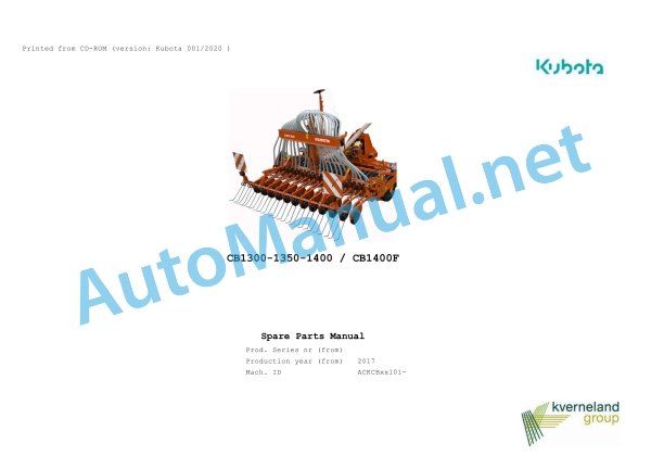 Kubota CB1300-1350-1400, CB1400F Parts Manual PDF 1 Kubota CB1300-1350-1400, CB1400F Parts Manual PDF