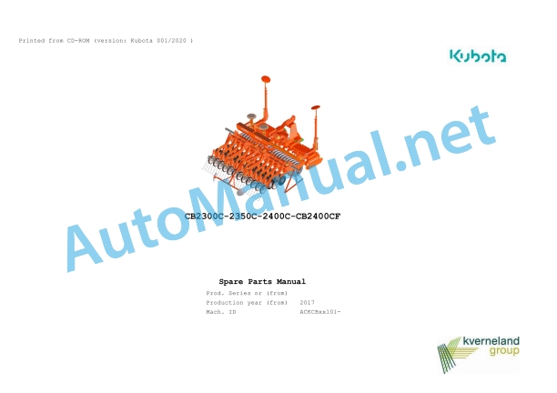 Kubota CB2300C-2350C-2400C-CB2400CF Parts Manual PDF 1 Kubota CB2300C-2350C-2400C-CB2400CF Parts Manual PDF