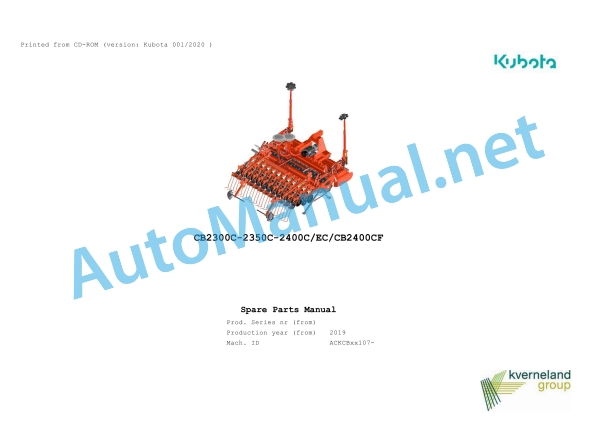 Kubota CB2300C-2350C-2400C, EC, CB2400CF Parts Manual PDF 1 Kubota CB2300C-2350C-2400C, EC, CB2400CF Parts Manual PDF