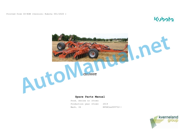 Kubota CD1000T Parts Manual PDF 1 Kubota CD1000T Parts Manual PDF