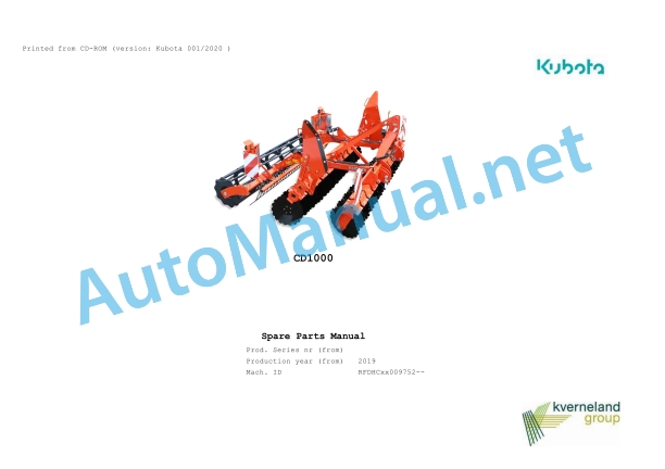 Kubota CD1001 Parts Manual PDF 1 Kubota CD1001 Parts Manual PDF