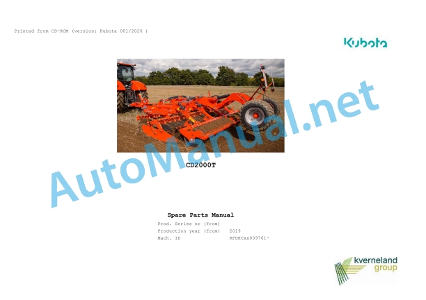 Kubota CD2000T Parts Manual PDF 1 Kubota CD2000T Parts Manual PDF