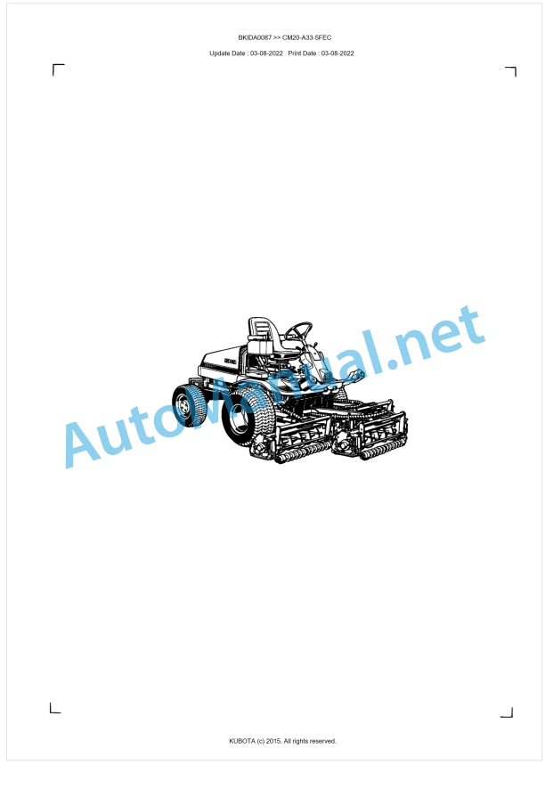 Kubota CM20-A33-5FEC Parts Manual PDF BKIDA0087 1 Kubota CM20-A33-5FEC Parts Manual PDF BKIDA0087