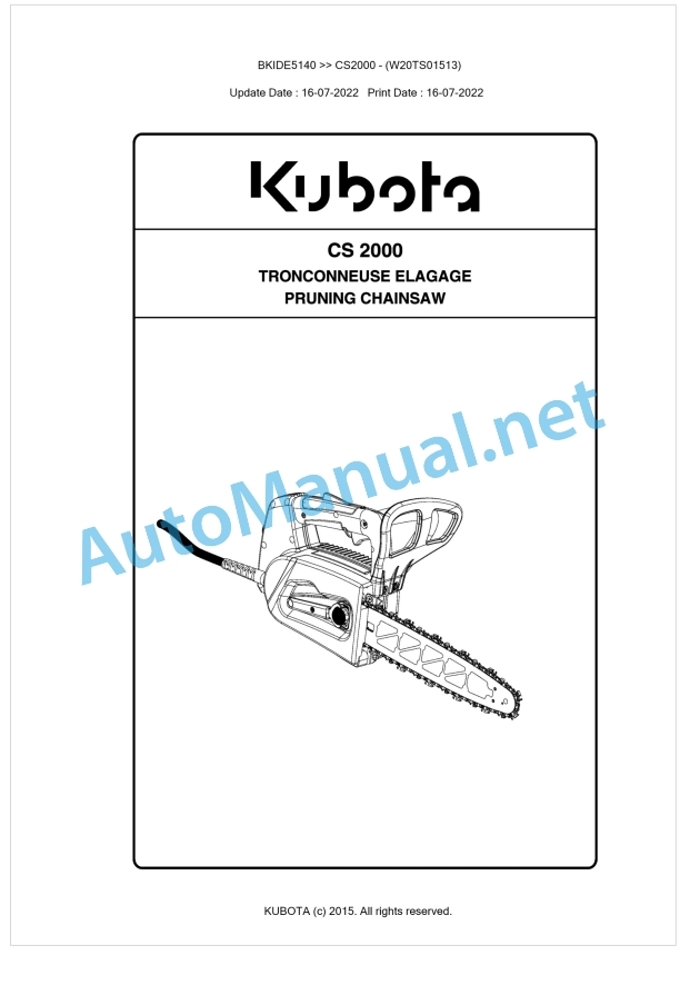 Kubota CS2000 Parts Manual PDF BKIDE5140 1 Kubota CS2000 Parts Manual PDF BKIDE5140