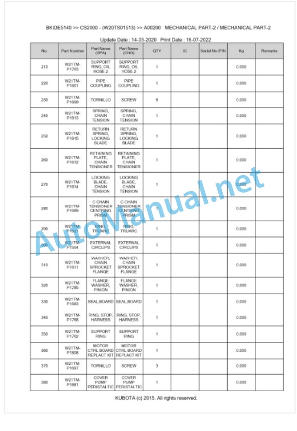Kubota CS2000 Parts Manual PDF BKIDE5140 4 Kubota CS2000 Parts Manual PDF BKIDE5140-4