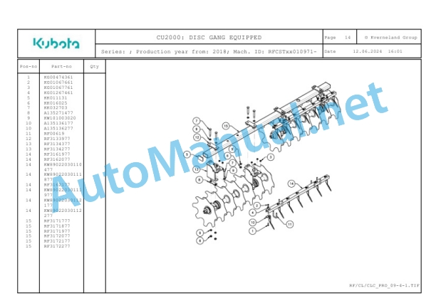 Kubota CU2000 Parts Manual PDF 3 Kubota CU2000 Parts Manual PDF-3