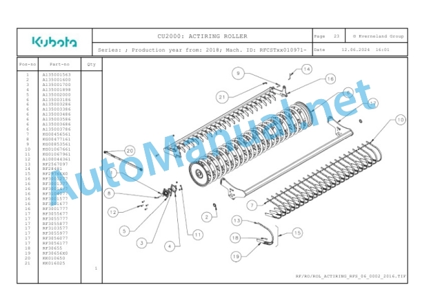 Kubota CU2000 Parts Manual PDF 4 Kubota CU2000 Parts Manual PDF-4