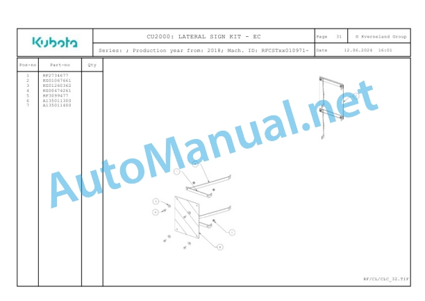Kubota CU2000 Parts Manual PDF 5 Kubota CU2000 Parts Manual PDF-5