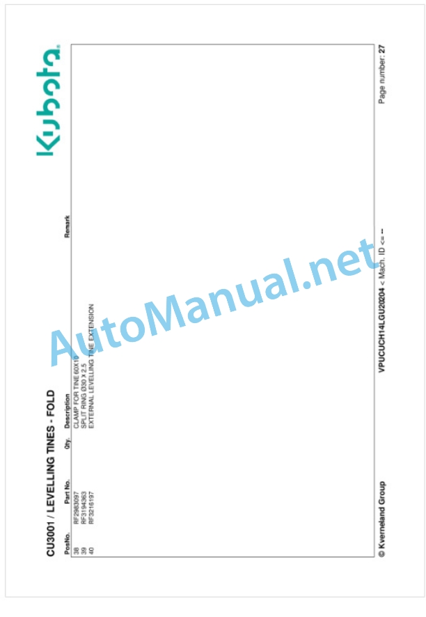 Kubota CU3001 Parts Manual PDF 4 Kubota CU3001 Parts Manual PDF-4