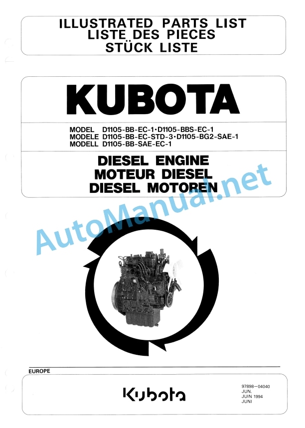 Kubota D1105-BB-EC-1, D1105-BBS-EC-1, D1105 Parts Manual PDF 1 Kubota D1105-BB-EC-1, D1105-BBS-EC-1, D1105 Parts Manual PDF