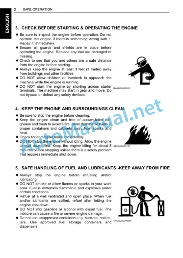 Alternative view of Kubota D1403-EBG, V1903-EBG, D1703-EBG, V2203-EBG Diesel Engine Operators Manual PDF