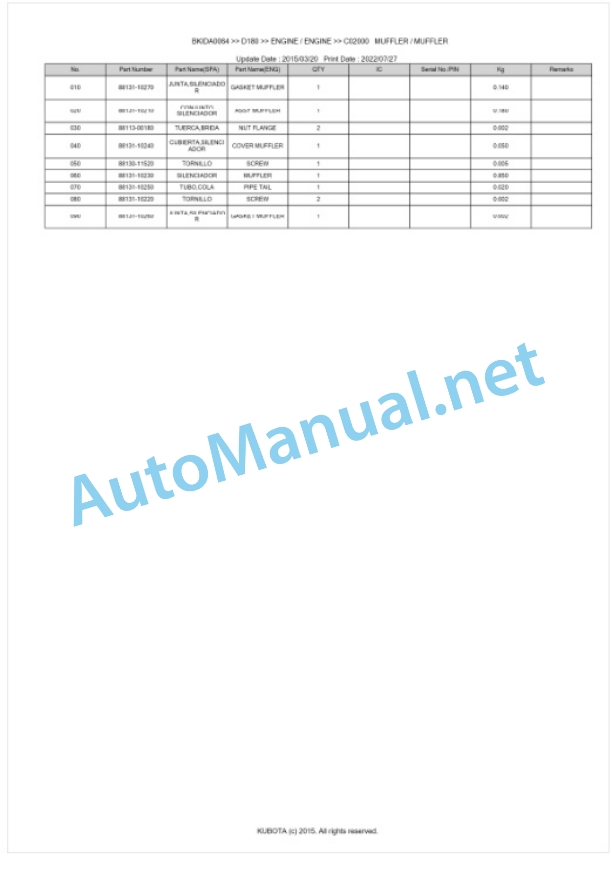 Kubota D180 Parts Manual PDF BKIDA0064 5 Kubota D180 Parts Manual PDF BKIDA0064-5