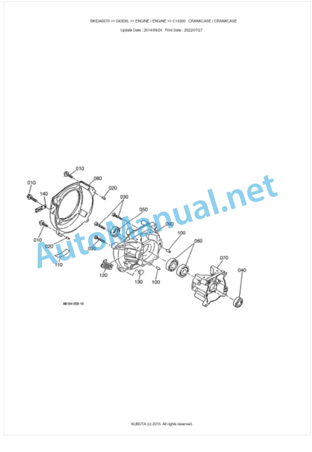 Kubota D430XL Parts Manual PDF BKIDA0070 2 Kubota D430XL Parts Manual PDF BKIDA0070-2