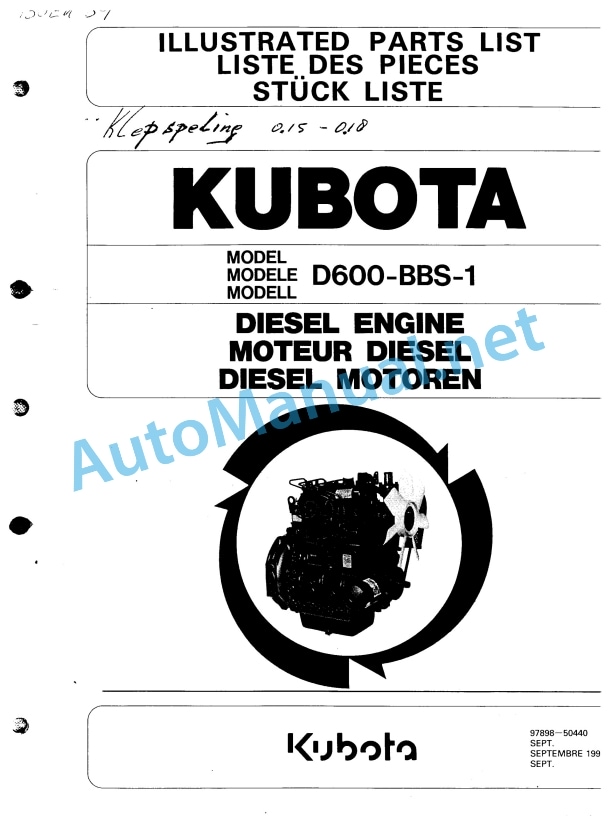 Kubota D600-BBS-1 Diesel Engine Parts Manual PDF 1 Kubota D600-BBS-1 Diesel Engine Parts Manual PDF