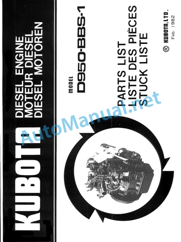 Kubota D950-BBS-1 Diesel Engine Parts Manual PDF 1 Kubota D950-BBS-1 Diesel Engine Parts Manual PDF