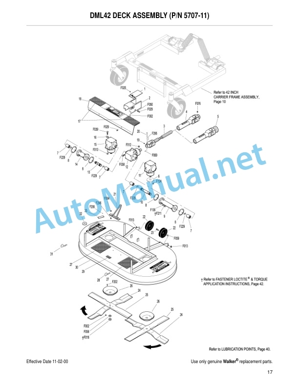 Kubota Deck and Carrier Frame Assemblies 36, 42, 48, 52, 54, 62 Walker Rider Lawnmowers Parts Manual PDF 3 Kubota Deck and Carrier Frame Assemblies 36, 42, 48, 52, 54, 62 Walker Rider Lawnmowers Parts Manual PDF - Image 3