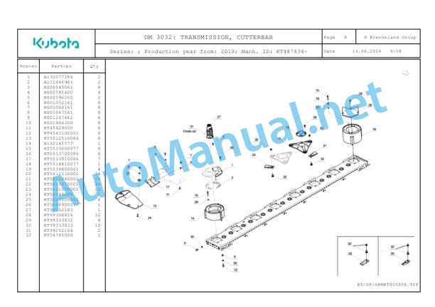 Kubota DM 3032 Parts Manual PDF 3 Kubota DM 3032 Parts Manual PDF-3
