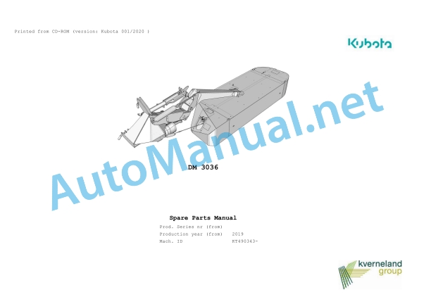 Kubota DM 3036 Parts Manual PDF 1 Kubota DM 3036 Parts Manual PDF