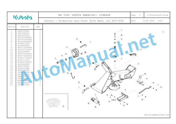 Kubota DM 3040 (NORTH AMERICA) Parts Manual PDF 2 Kubota DM 3040 (NORTH AMERICA) Parts Manual PDF-2