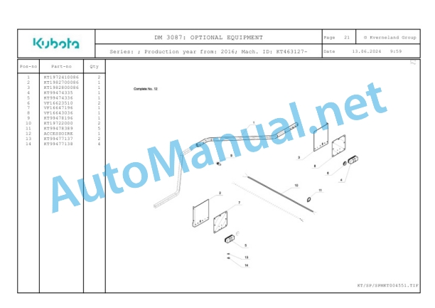 Kubota DM 3087 Parts Manual PDF-5