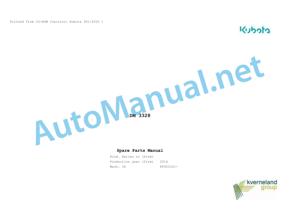 Kubota DM 3328 Parts Manual PDF 1 Kubota DM 3328 Parts Manual PDF