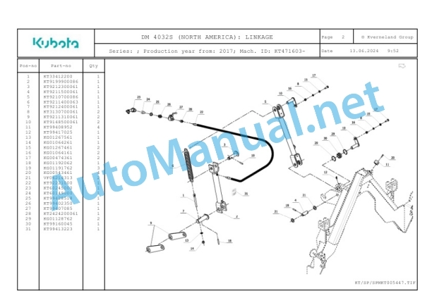 Kubota DM 4032S (NORTH AMERICA) Parts Manual PDF 2 Kubota DM 4032S (NORTH AMERICA) Parts Manual PDF-2